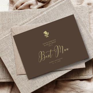 Brun Best Man Chic Bröllop Simple Frieri Card