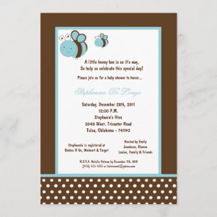 brun bibaby shower för honung 5x7 inbjudningar