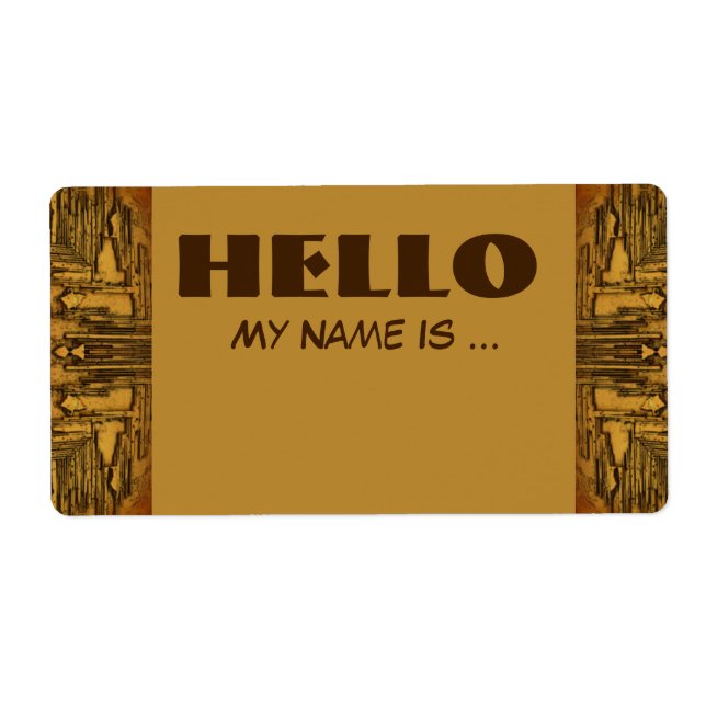 brun biege namn badge fraktsedel (Framsidan)
