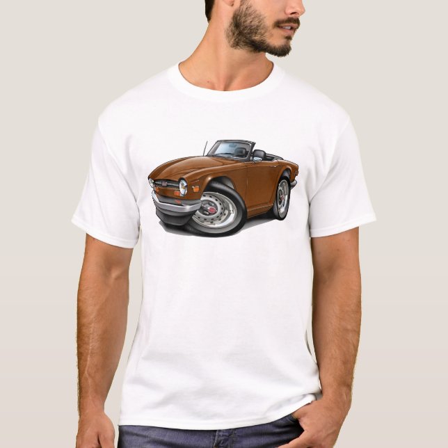 Brun bil för triumf TR6 T-shirt (Framsida)