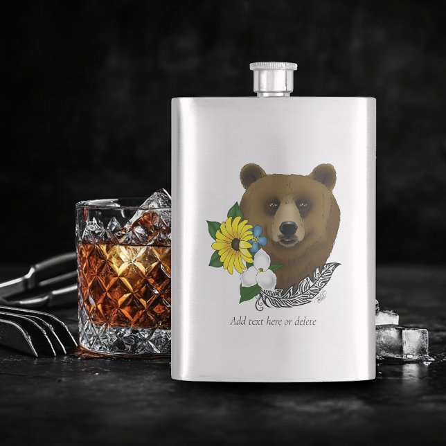 Brun Björn Blå Blommor Fjäder Vilda Djur Fickplunta (Skapare uppladdad)