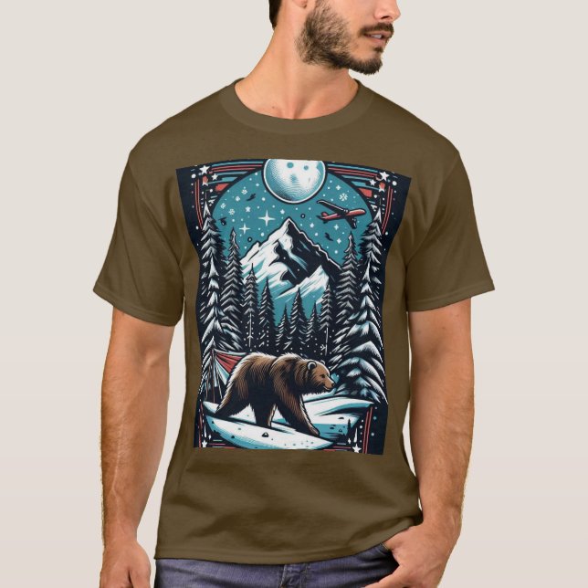 Brun björn i vinter t shirt (Framsida)