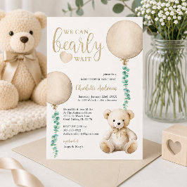 Brun Björn Knappt Väntar Baby Shower Inbjudan