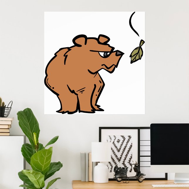 Brun björn med fallande höst Löv Cute Wildlife Poster (Skapare uppladdad)