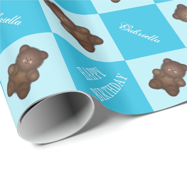 Brun björn som slår in papper presentpapper (Rullad Hörn)