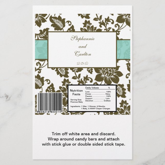 Brun/blå Blommigt Förpackning Flygblad (Framsidan)