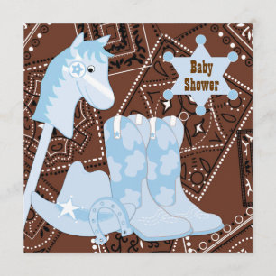 Brun blå cowboy boots Cowboy Baby Shower Inbjudningar