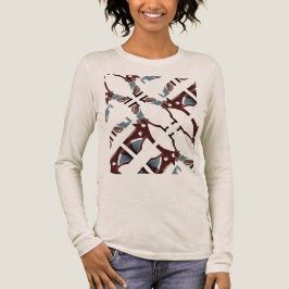 Brun blå diagonal snurra Medelhavets Abstrakt T Shirt