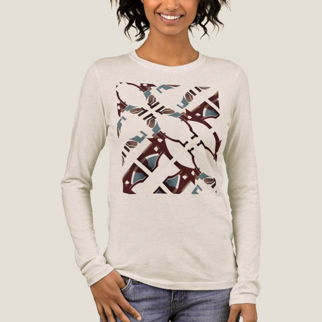 Brun blå diagonal snurra Medelhavets Abstrakt T Shirt (Framsida)