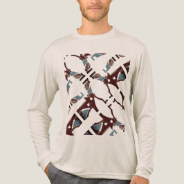 Brun blå diagonal snurra Medelhavets Abstrakt T Shirt