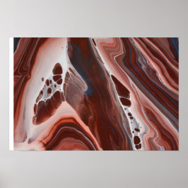 Brun blå fluid art Stone Geode Agate Painting Poster