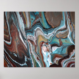 Brun Blå Geod Randig Modern Linjer Måleri Poster