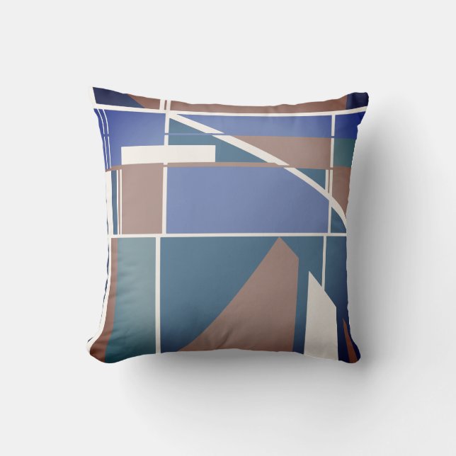 Brun blå teal off-White Modern Abstrakt design Kudde (Framsida)