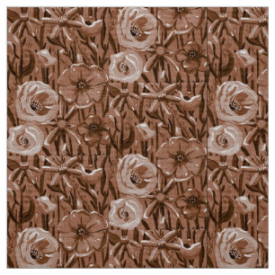 Brun Blommigt Fabric Tyg