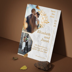 Brun Blommigt-foto Spara datuminbjudan i Guld Datumet