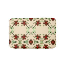 Brun Blommigt i rött centrum Badrumsmatta