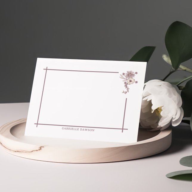 Brun Blommigt Namn-anteckningskort Anteckningskort (Skapare uppladdad)