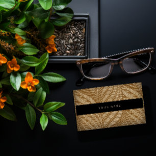 Brun Blommigt Ornament Guld Snöre Black Vip Visitkort