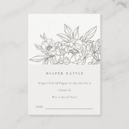 Brun Blommigt Sketch Diaper Raffle Baby Shower Tilläggskort