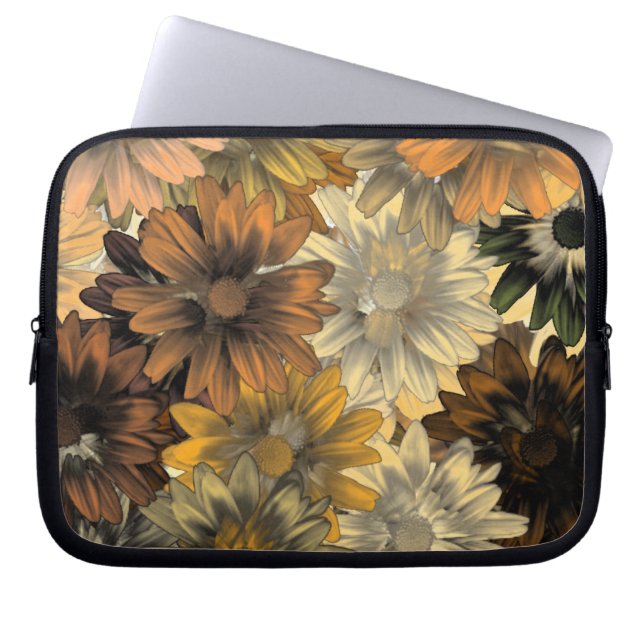 Brun blommönster laptop sleeve (Framsidan)