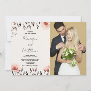 Brun blomsterinbjudan med foto inbjudningar