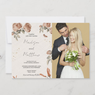 Brun blomsterinbjudan med foto inbjudningar