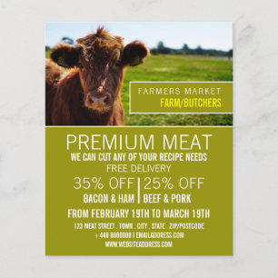 Brun boskap, lantbrukare och slaktare Reklam Flyer
