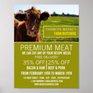 Brun boskap, reklam för jordbrukare och slaktare poster
