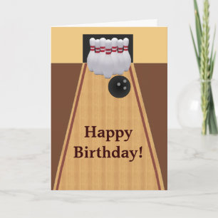 Brun Bowling Birthday Greeting Card Kort