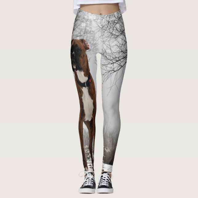 Brun boxarehund leggings (Framsida)