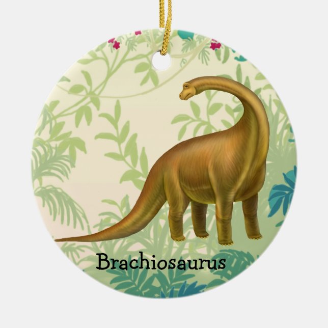 Brun BrachiosaurusDinosaurprydnad Julgransprydnad Keramik (Framsidan)
