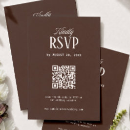 Brun Bröllops-RSVP-QR-kod Tilläggskort