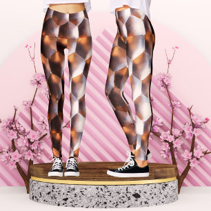 Brun Brons Sexkantig Abstrakt Geometrisk Mönster Leggings