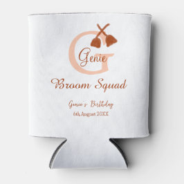 Brun broom Squad Birthday namn peach monogram