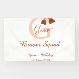 Brun broom Squad Birthday namn peach monogram