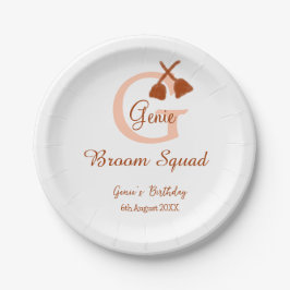 Brun broom Squad Birthday namn peach monogram