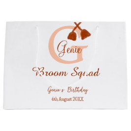 Brun broom Squad Birthday namn peach monogram