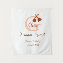 Brun broom Squad Birthday namn peach monogram