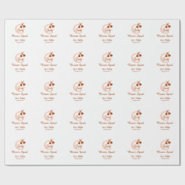 Brun broom Squad Birthday namn peach monogram Presentpapper