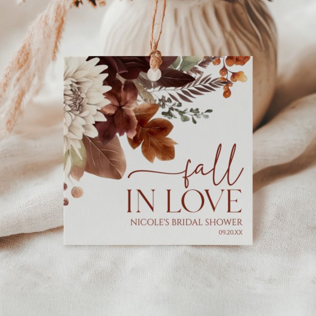 Brun Burgunder Fall In Love Blommig Bröllopsdusch Gåvor Etiketter (Skapare uppladdad)