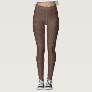 Brun BurlapLookdamasker Leggings