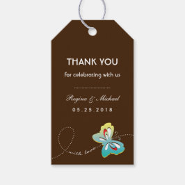 Brun Butterfly-Bröllopsfest - Märkrn Favoriter gåv Presentetikett