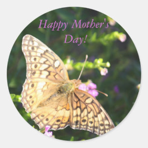 Brun butterfly Mors dag-klistermärken! Runt Klistermärke