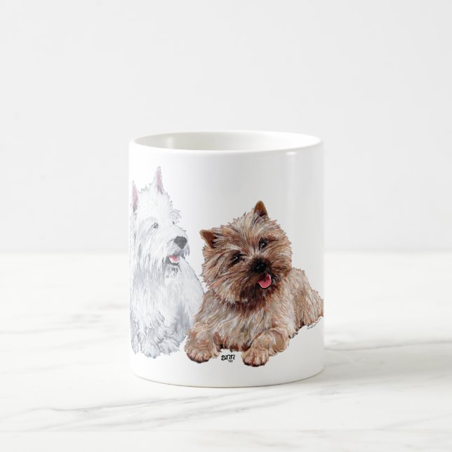 Brun Cairn och Westie Terriers Kaffemugg (Center)