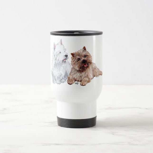 Brun Cairn och Westie Terriers Resemugg (Center)