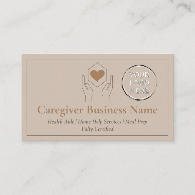Brun Caregiver Logotyp Qr-kod Visitkort (Framsida)