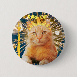 Brun Cat Funny Djurälskare Coola Modern Chic Trend Knapp