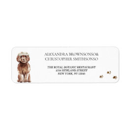Brun Cavapoo Hund Hem Nygifta Bröllop Returadress Etikett
