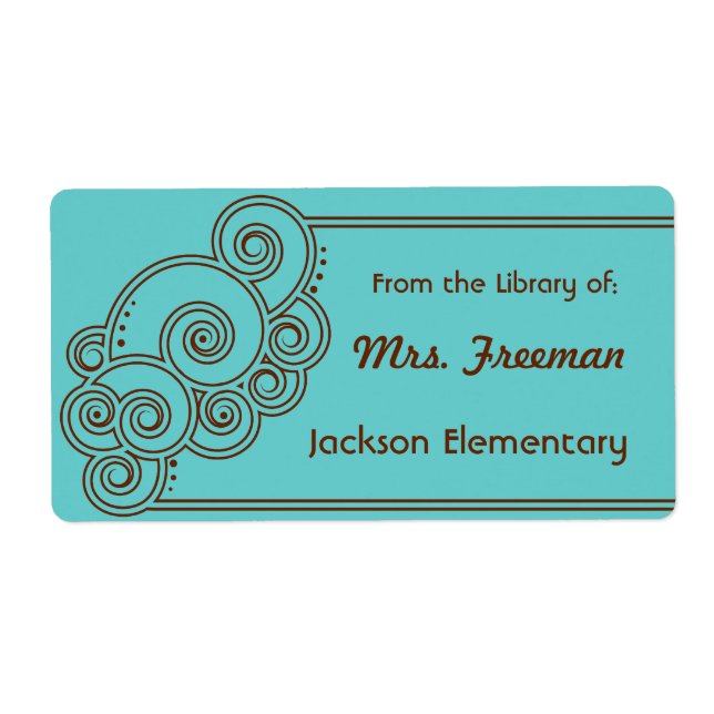 Brun charming Swirls-bokskyltar Fraktsedel (Framsidan)