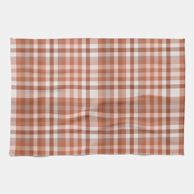 Brun checkers faller pumpkrydda färg höst pu kökshandduk (Horisontell)